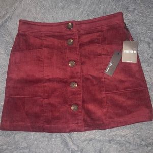 Corduroy Burgundy Short Skirt